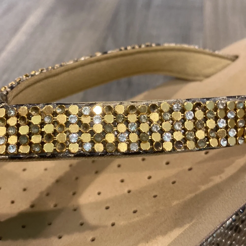Snakeskin and Rhinestone Volatile Sandals - Picture 13 of 15